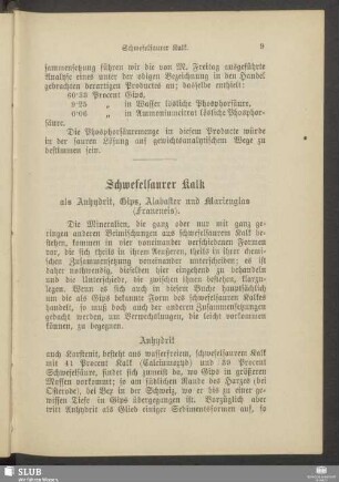 Schwefelsaurer Kalk als Anhydrit, Gips, Alabaster und Marienglas (Fraueneis)