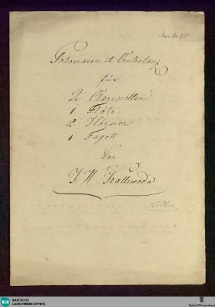 Polonaise und Kontretanz - Don Mus.Ms. 931 : cl (2), fl, cor (2), fag; B|b; StrK WoO 3.17
