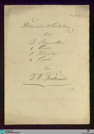 Polonaise und Kontretanz - Don Mus.Ms. 931 : cl (2), fl, cor (2), fag; B|b; StrK WoO 3.17