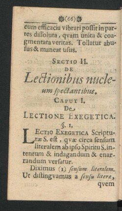 Sectio II. De Lectionibus nucleum spectantibus.