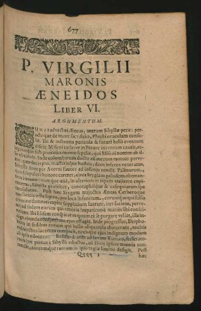 ... Aeneidos Liber VI.