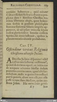 Cap. IV. Ostenditur veritas Religionis Christianae adversus Judeaos