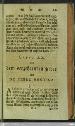 Caput XX. von dem verzehrenden Fieber, oder De Febre Hectica
