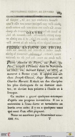 Oeuvre de Pierre Antoine de Pietri