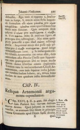 Cap. IV. Reliqua Artemonii argumenta expenduntur