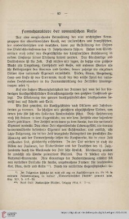 V. Formcharaktere der romanischen Rasse