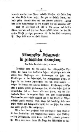 Pädagogische Schlagworte in geschichtlicher Beleuchtung