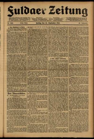 Erste Ausgabe vom Freitag, den 26. September 1913.