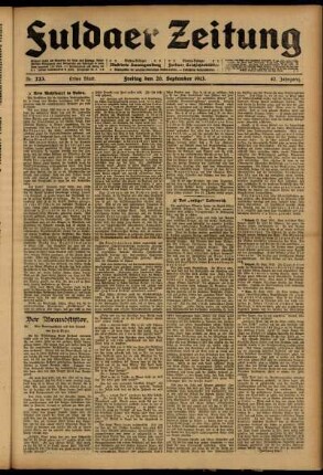 Erste Ausgabe vom Freitag, den 26. September 1913.