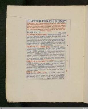 Blätter für die Kunst