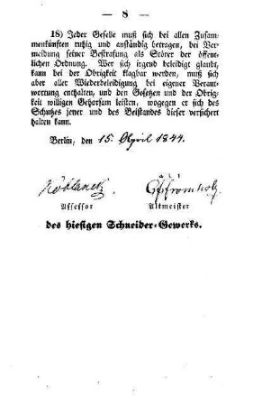 Autogramm; Datum: 15. April 1844
