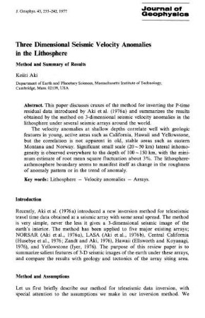Three dimensional seismic velocity anomalies in the lithosphere