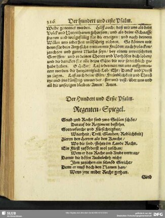 Der Hundert und Erste Psalm. Regenten-Spiegel