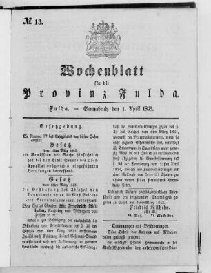 Nr. 13, Ausgabe vom 1. April 1843