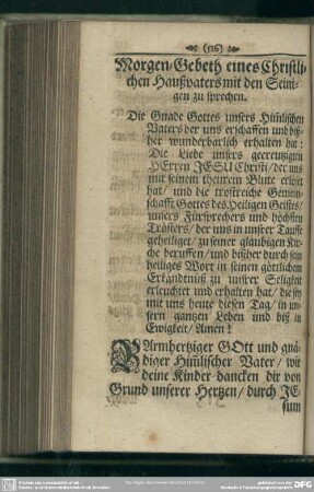 Morgen-Gebeth eines Christlichen Haußvaters mit den Seinigen zu sprechen