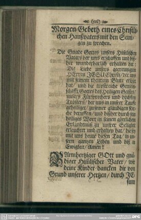 Morgen-Gebeth eines Christlichen Haußvaters mit den Seinigen zu sprechen