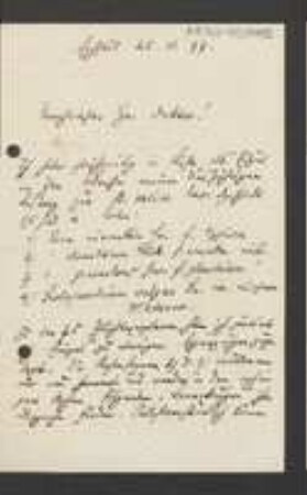 Brief von Joseph Schwertschlager an Unbekannt