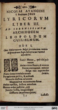 Liber III: Ad Serenissimum Archiducem Leopoldum Guilielmum