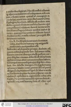 Capitulum X. Ex disciplinis extraneis dumtaxat utilia et ad finem humane vite attigendum conferentia excerpendum esse.