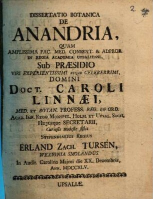 Diss. botan. de anandria
