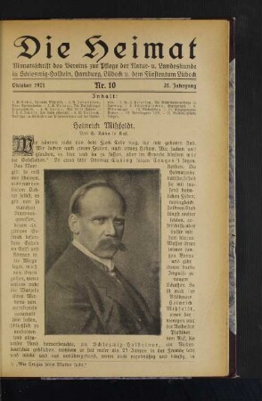 Oktober 1921. Nr. 10. 31. Jahrgang.