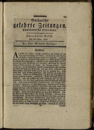 Achtzehntes Stück, den 7ten May 1791.
