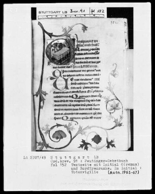 Gebetbuch des Konrad Peutinger — Initiale O (remus), darin Totenvigilie, Folio 152recto