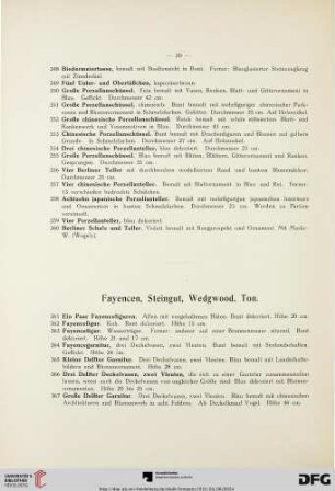 Fayencen, Steingut, Wedgwood, Ton (Nr. 361-442)