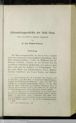 Reformationsgeschichte der Stadt Pirna : Nach urkundlichen Quellen dargestellt
