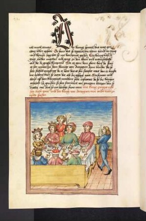 Pontus, seine Mutter, der König von Aragon und Gefolge speisen miteinander