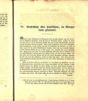 VI. Nachrichten über Habessinien, im Morgenlande gesammelt.
