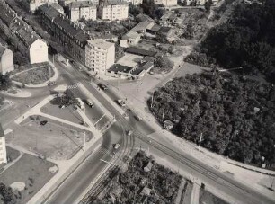 Luftbildaufnahmen von Karlsruhe. Weststadt - Kreuzung Ebert-/Kriegsstraße