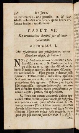 326-336, Articulus I. Nota I. Voluntas ultima describitur a Molina disp. ...