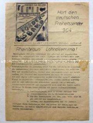 Hektografiertes Blatt der illegalen KPD-Betriebsgruppe der Rheinbraun Gruppe-West u.a. gegen den Vietnam-Krieg und zum Lohnkampf