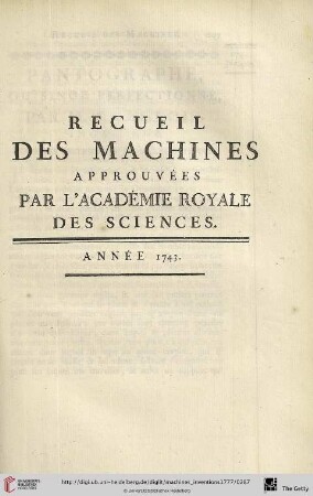 Recueil des Machines Année 1743