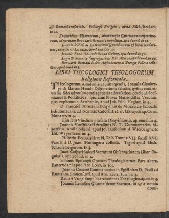 Libri Theologici Theologorum Religionis Reformatae.