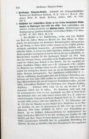 314-315 [Rezension] Freiburger Diözesan-Archiv, N.F. 8. Band