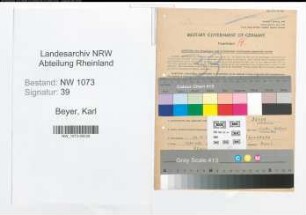 Entnazifizierung Karl Beyer , geb. 23.04.1896 (Musiker)