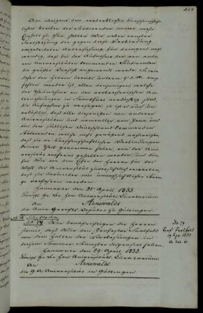Dispensierung des Professors Saalfeld von den Vorlesungen des Semesters.