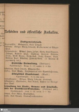 Behördenverzeichnis : Behörden und öffentliche Anstalten