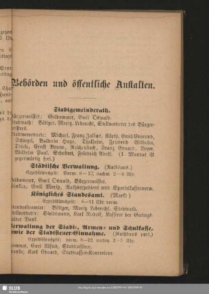 Behördenverzeichnis : Behörden und öffentliche Anstalten