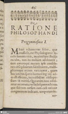 De Ratione Philosophandi Progymnasma I.