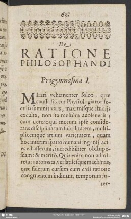 De Ratione Philosophandi Progymnasma I.