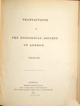 Transactions of the Zoological Society of London. 13. 1895