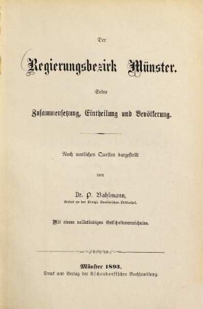 Der Regierungsbezirk Münster