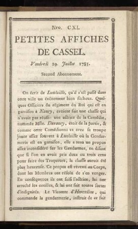 No CXI (Vendredi 29. Juillet 1785)