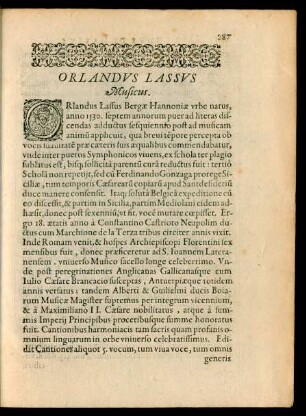 Orlandus Lassus Musicus.