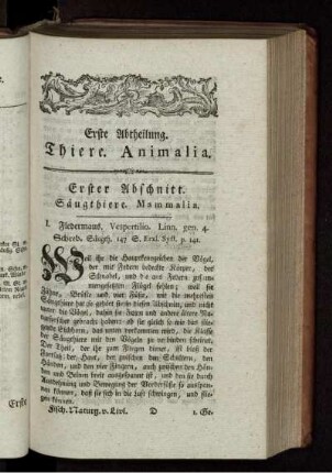 Erste Abtheilung THIERE: Animalia