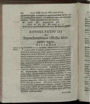 Consultatio III de hypochondriaco affectu laborante aegro