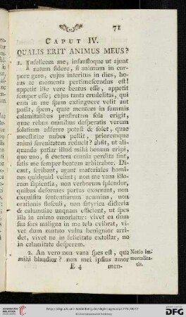 Caput IV: Qualis erit animus meus?